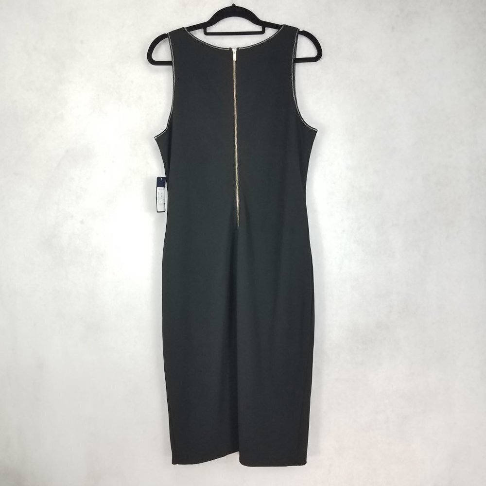 NEW RACHEL Rachel Roy Size 0X Sleeveless Black Sheath Tank Midi Dress Sticthing - Picture 6 of 15